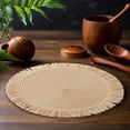 thumbnail image 7 of 2 Pcs 15" Natural Rustic Burlap Jute Placemat, Boho Round Paper Placemats, Rustic Woven Fade-Safe Tablemats,Braided Placemats for Home, Cafe or Events, 7 of 7