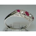 thumbnail image 4 of LBG British Made 9ct White Gold Natural Ruby & Cultured Pearl Womens Band Ring - 33 size options - Size 8.25, 4 of 7