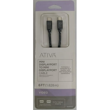 Ativa® Mini DisplayPort to Mini DisplayPort Cable, 6’, Black, 36544