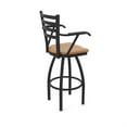 thumbnail image 2 of Holland Bar Stool  30 in. 415 Jackie Arms Swivel Bar Stool with Black Wrinkle & Medium Oak Seat, 2 of 3