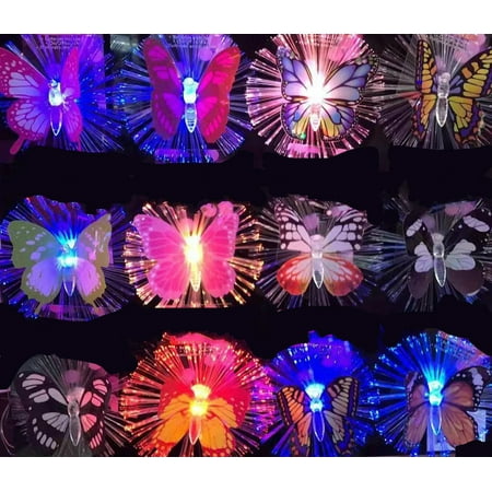 8 packs LED Fiber Optic Lamp Butterflies Night Light Butterfly
