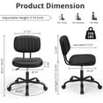 thumbnail image 5 of edx Adjustable Height Armless Office Desk Chair with Wheels, PU Leather Mid Back 360°Swivel Small Computer Chair, Modern Task Chair for Home Office Reading Meeting Room, Black, 5 of 9