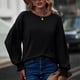 thumbnail image 4 of Top de Manga Larga Con Farol para Mujer, Pados Fruncidos de Ajuste Holgado, Camiseta de Culo Redonto para Mujer Fále de Combinar, 4 of 7