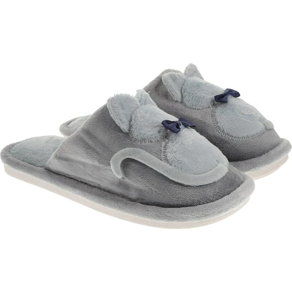 TAILTOSS Fuzzy Slippers for Girls Cat Shape Cotton 1 Pair Warm Grey