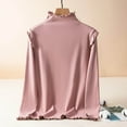 thumbnail image 2 of Dasayo Tops for Teachers Winter Thermal Long Sleeve Pink Undershirts Ruffle Warm Turtleneck Clothing Women's T-Shirts XL, 2 of 3