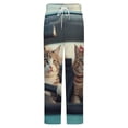 thumbnail image 5 of Two Cats Driving Car Winter Female Pants Flannel High Waist Women Pants Lady Warm Straight Leg Plush Trousers, 5 of 7