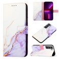 thumbnail image 1 of Allytech Galaxy S21 Plus Case, PU Leather Luxury Marble Kickstand Protective Scratch Resistant Cards Holders Hand Strap Wallet Case Cover for Samsung Galaxy S21+ Plus - White Purple, 1 of 7