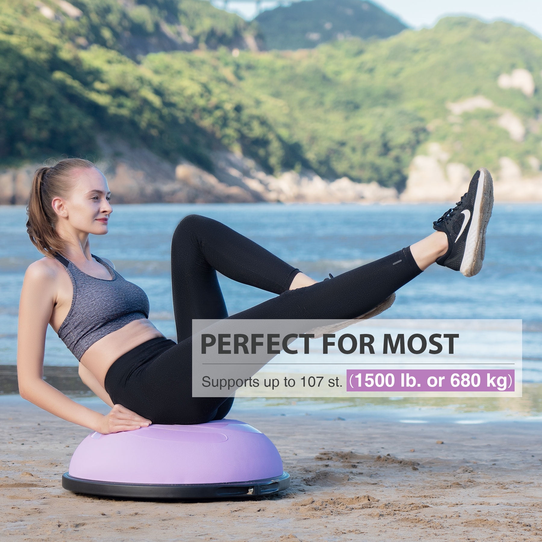 ZELUS 25in. Balance Ball, 1500lb Inflatable Half Exercise Ball Wobble