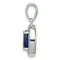 thumbnail image 2 of Sterling Silver Rhodium-plated with Dark Blue & White Cubic Zirconia Oval Pendant, 2 of 3