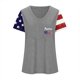 thumbnail image 4 of Fiudx Ofertas Flash Del Día Solo En Línea Camiseta de Manga Corta con Cuello En V y Estampado Del Día de La Independencia para Mujer, Tops de Manga Corta con Cuello En V, 4 of 4