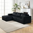 thumbnail image 3 of 100" Cloud Couch, Black Modern Sectional Couches for Living Room, L-Shape Upholstered Modular Sofa with Deep Seats and Right Facing Chaise, 3 of 13