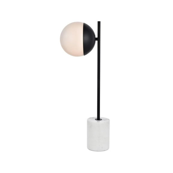 Living District Eclipse 1-Light Metal & Glass Table Lamp in Black/Frosted White