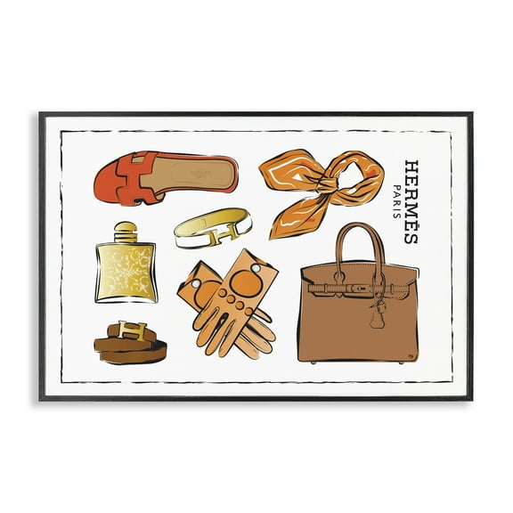 Stupell Industries Trendy Neutral Fashion Fashion Painting Black Framed Art Print Wall Art, 18 x 12