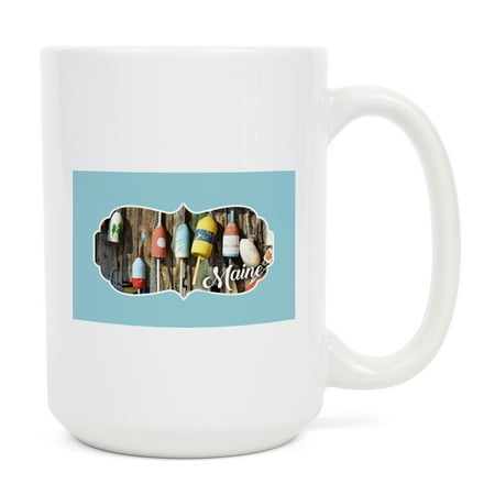 

15 fl oz Ceramic Mug Maine Buoys Contour Dishwasher & Microwave Safe