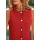 thumbnail image 5 of Vestido de trabajo PRETTYGARDEN 2025 Primavera Sin Mangas Botón Rojo M, 5 of 9