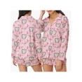 thumbnail image 3 of Hirigin Store Women's 2 Piece Lounge Set Long Sleeve Lapel Bow Monkey Print Button Up Tops Shorts Sleepwear Sets, 3 of 7