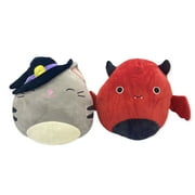 Squishmallows Halloweeen Flip-A-Mallow Dante Red Demon / Tally Cat Hat 12 inch