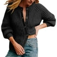 thumbnail image 1 of Penkiiy Cardigan Décontracté pour Femme à Manches Longues, Col Ras du Cou, Boutonné, Chandail en Tricot, Manteau, m Noir, 1 of 6