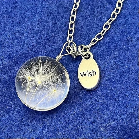 HOOUN Dandelion Dried Flower Pendant Necklace Elegant Floral Jewelry Gift For Women-1#Round dandelion