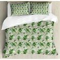 thumbnail image 1 of Jasmine Duvet Cover Set Queen Size, Exotic Jasmine Flowers on Green Branches Pattern in Irregular Order, Decorative 3 Piece Bedding Set with 2 Pillow Shams, Fern Green White Dust, by Ambesonne, 1 of 3