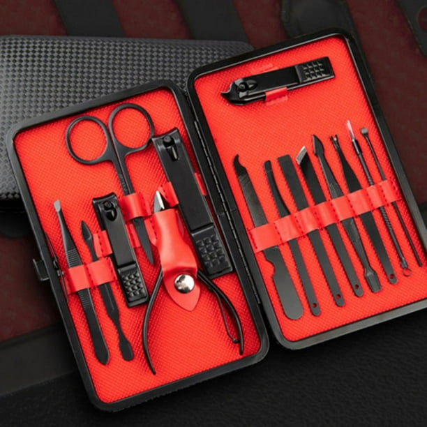 Juego de cortaúñas de acero inoxidable de 15 piezas, cuchillo para manicura y pedicura, pinzas de belleza, herramientas para uñas, paquete fino