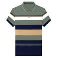thumbnail image 4 of Afdoent Golf Polo Shirts For Men Color Block Striped Lapel Button Open Neck Pocket Top For Male Loose Comfortable Trendy Business Short Sleeve Shirt Classic Sport Shirts, 4 of 9
