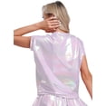 thumbnail image 2 of vastwit Women's Metallic Shiny Short Sleeve Shirt Round Neck Shiny Glitter Tee Top Lavender XL, 2 of 5