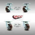 thumbnail image 2 of 4 Inch SS Polyurethane Caster Set with Roller Bearings 4 Swivel Lock 2 Brake SCC, 2 of 2