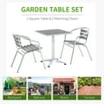 thumbnail image 4 of Outsunny Aluminum Patio Bistro Set, Slatted Table & Chairs, Silver, 4 of 9