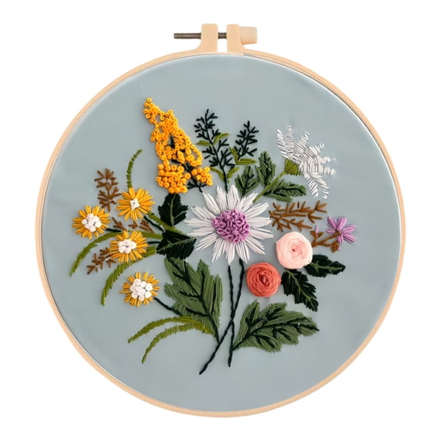 Kit Punto Cruz Con Bordado Algodón Flores Patrón para Principiantes 30x30cm