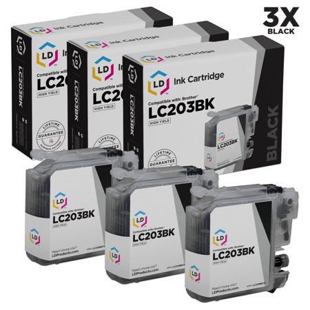 LD Â© Compatible Replacements for LC203BK Set of 3 High Yield Black Cartridges for use in MFC J4320DW  J4420DW  J4620DW  J5520DW  J5620DW  and J5720DW Printers