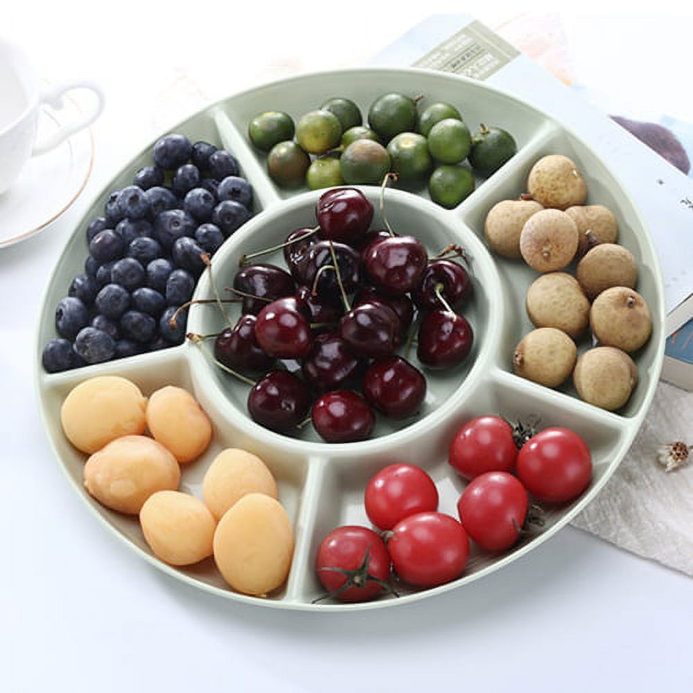 Sunjoy Tech Candy and Nut Serving Container, Appetizer Tray, 6 Compartment Round Food Storage Lunch Organizer, Divided Christmas Keto Snack Plate, Dish Platter - image 3 of 4