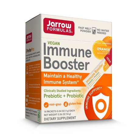 Jarrow Formulas Immune Booster - 2 Clinically Studied Strains - Prebiotic + Probiotic Dietary Supplement - 1 Billion CFUs - Immune System Support - Orange Flavored - 14 Stick Packs(Packaging May Vary)