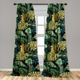 thumbnail image 2 of Tropical Window Curtains, Exotic Jungle Retro Effect Botanical Monstera Palm and Banana Leaves, Lightweight Decor 2-Panel Set with Rod Pocket, Pair of - 28"x95", Dark Teal Olive Green, by Ambesonne, 2 of 3