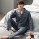 thumbnail image 3 of Pijamas de hombre de manga larga de algodón de primavera y otoño de verano para hombre de algodón de hombre de mediana edad cárdigan verde fino conjunto de ropa para el hogar, 3 of 6