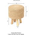 thumbnail image 4 of REDEARTH Foot Stool -Handmade Wooden 4 Legs Jute Seat Footrest for Living Room, Bedroom, Nursery, kidsroom, Patio, Gym; 100% Jute (16"x14"x14"; Natural), 4 of 9