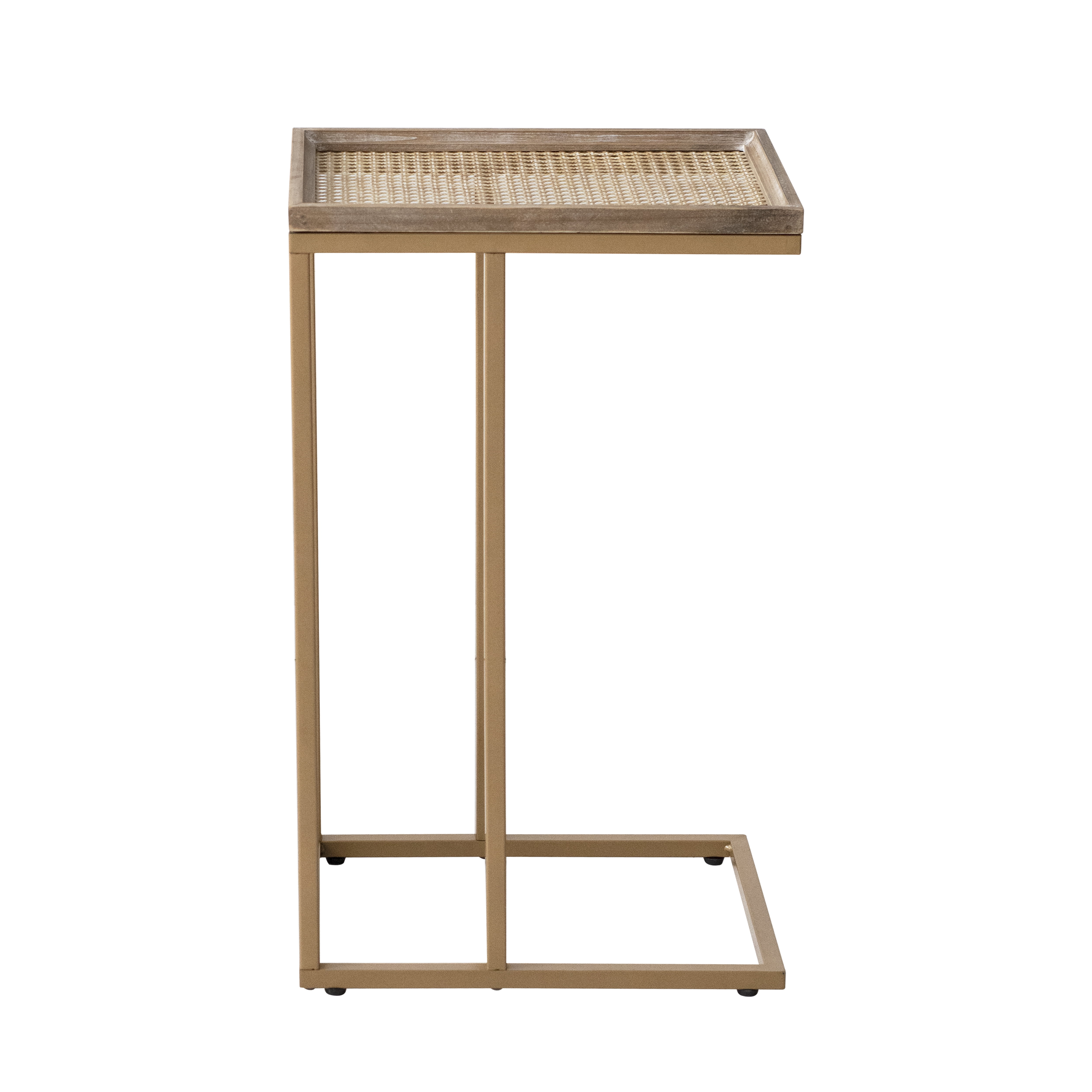 COZAYH Farmhouse C-Shape Couch End Table, Distressed Metal