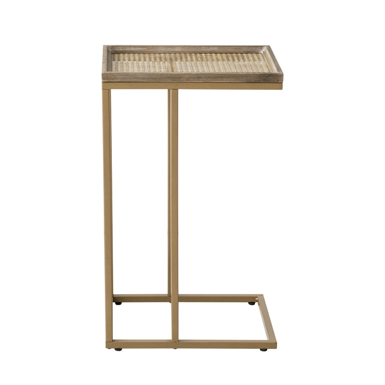 COZAYH Farmhouse C Table Couch End Table Metal Distressed Woven