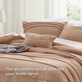 thumbnail image 4 of King Comforter Set - 4 Pieces Pinch Pleat Bed Set, Taupe Boho Bedding for All Season, 1 Soft Comforter, 2 Pillowcases, 1 Decorative Pillow, 4 of 7