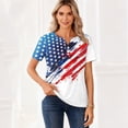 thumbnail image 4 of Women's 250th Anniversary USA Shirt V-Neck Button Patriotic Star Print Short Sleeve T-Shirts Independence Day Top, 4 of 5