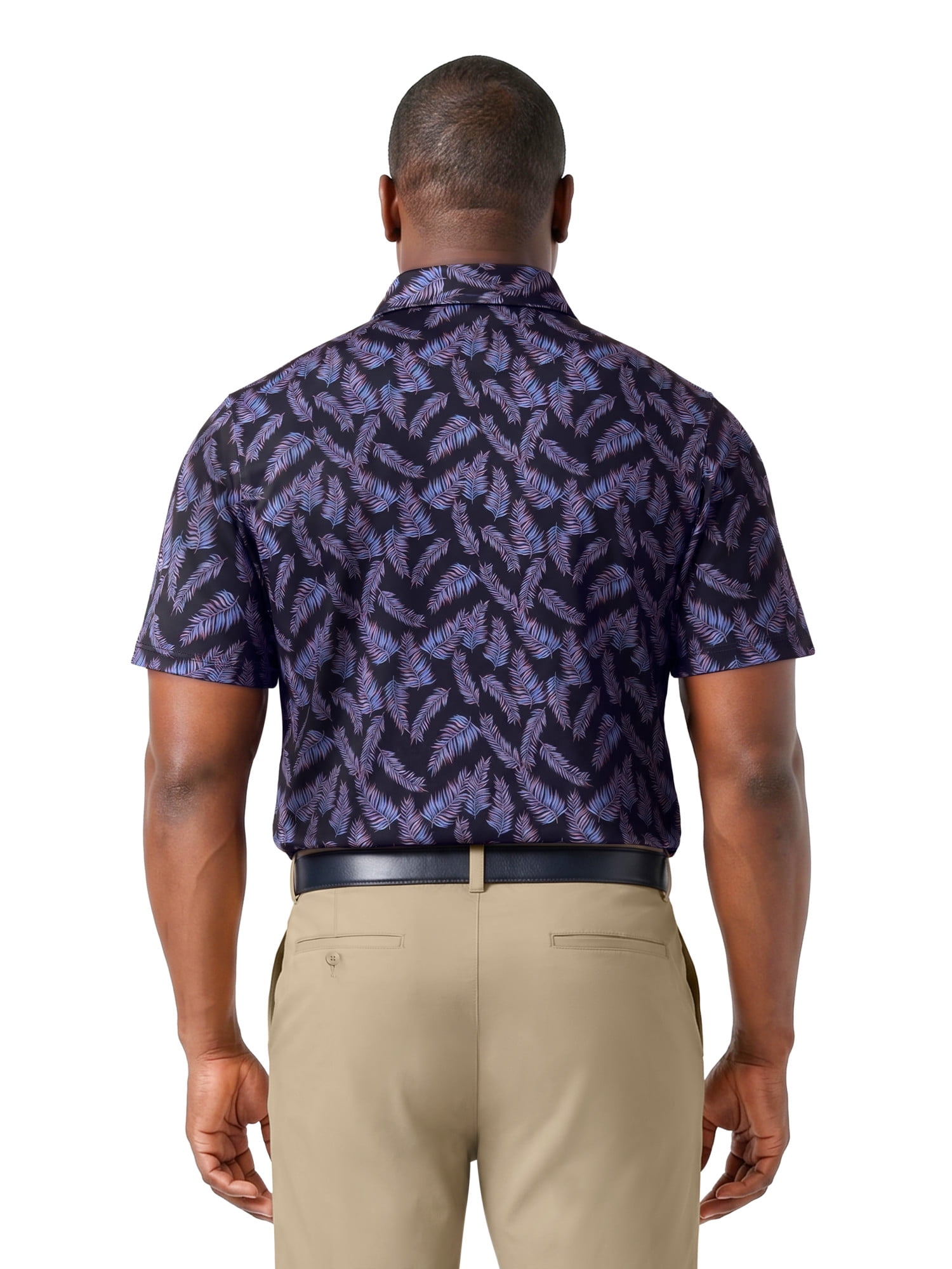 Ben Hogan Performance Men's & Big Men's Fall Leaf Print Short Sleeve Polo Shirt, Sizes S-4XLT
