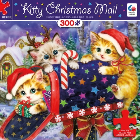 Ceaco 300-Piece Holiday Kitty Christmas Mail Interlocking Jigsaw Puzzle