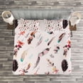 thumbnail image 3 of Ambesonne Boho Quilted Bedspread Set 3 Pcs, Fashion Feathers, Queen Size, Multicolor, 3 of 3
