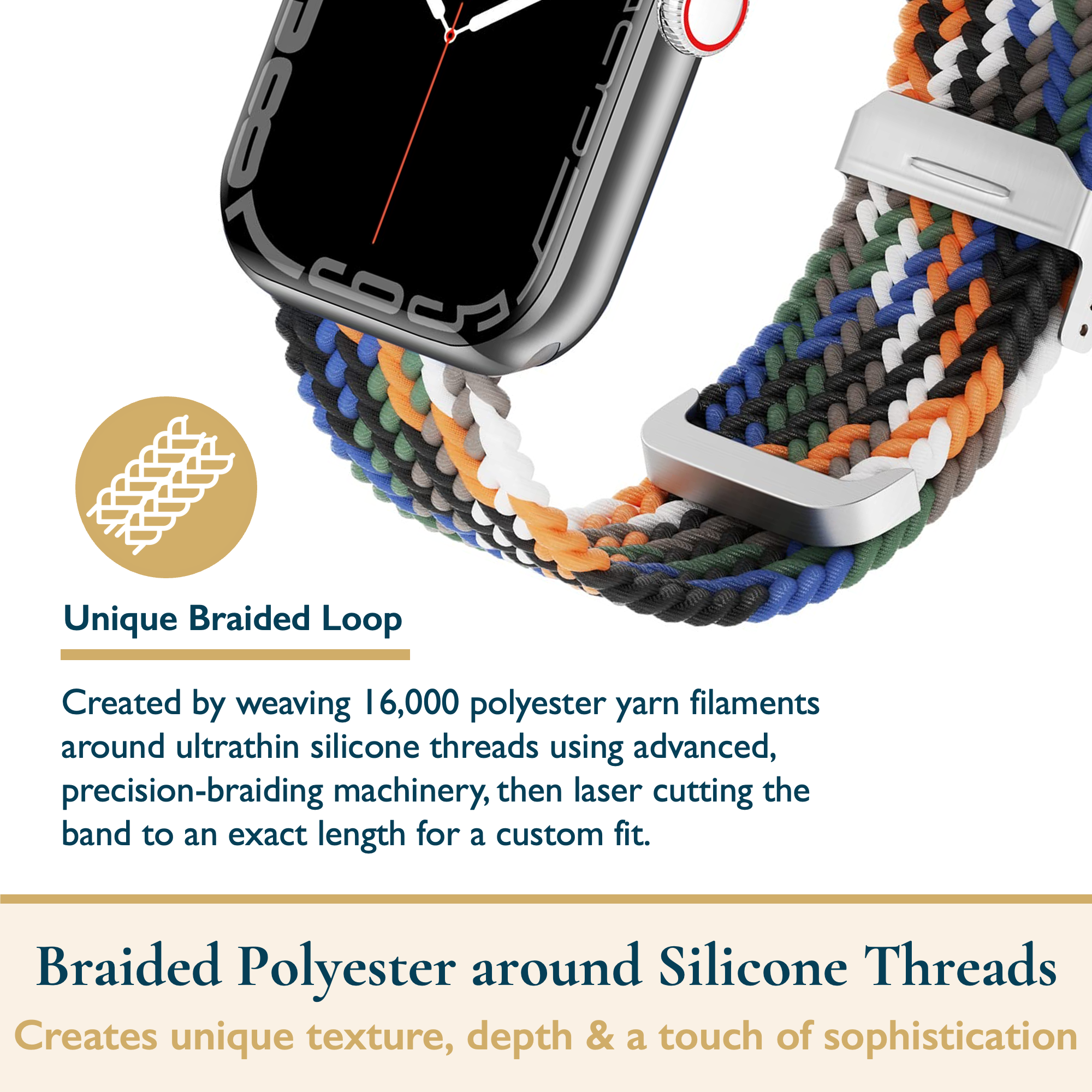 ComfiTime Braided Apple Watch Band, Multicolor photo 3