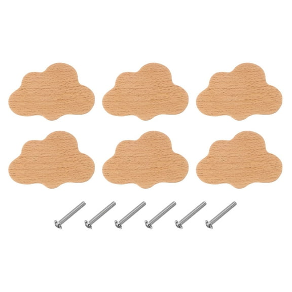 Uxcell 6 Pcs Clouds Shape Wooden Knobs Cabinet Knobs for Nursery Furniture Cupboard Closet Door