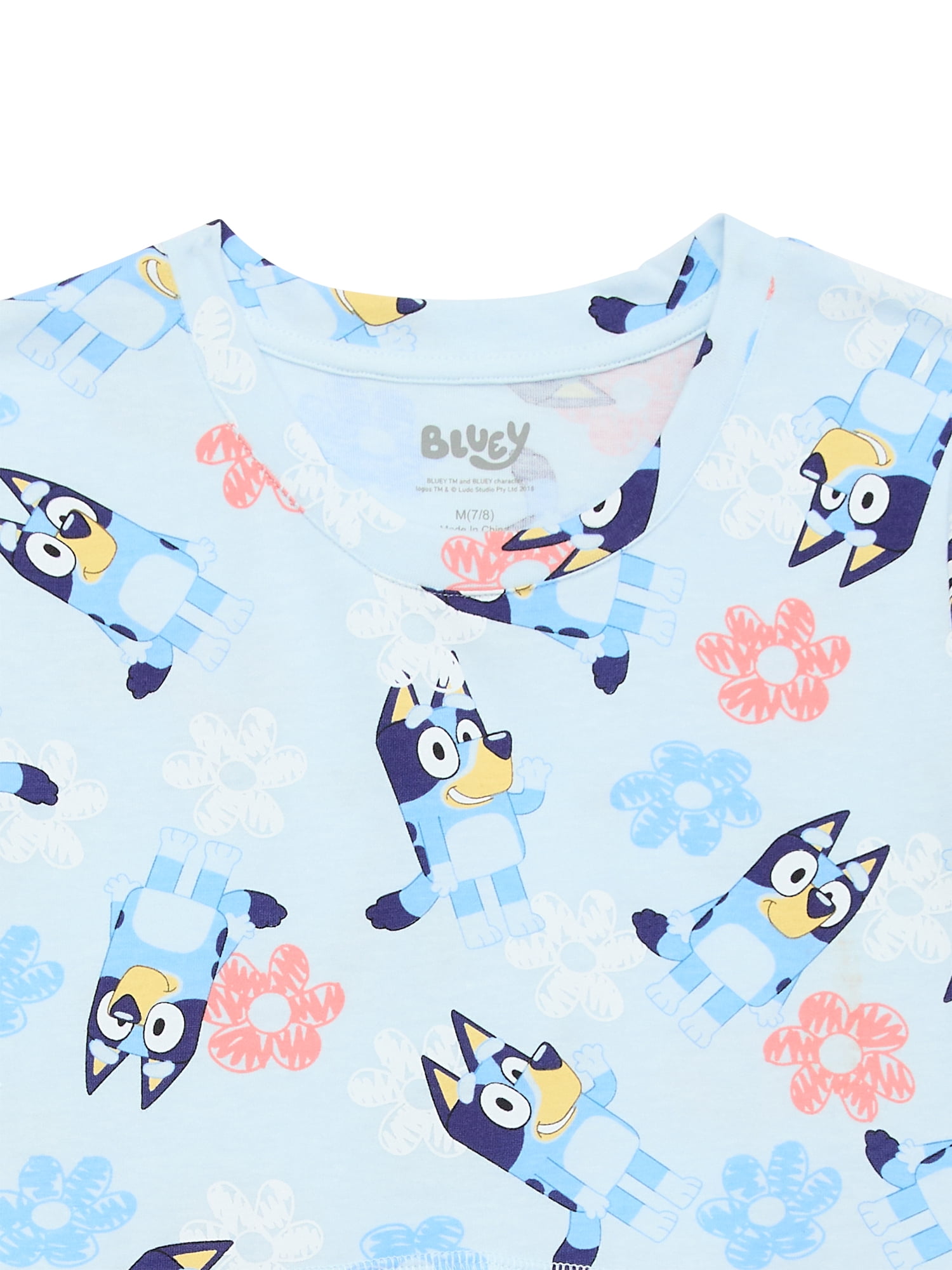 Bluey Girls Dress with Short Sleeves, Sizes XS-L