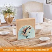 WOBOGO A Shark Full Of Flowers Clear Acrylic Napkin Holder Kitchen Tissue Face Towel Cocktail Rack Bar Restaurant Dinner Paper Dispenser