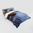 thumbnail image 3 of Africa Duvet Cover Set, Grizzly Bears Fishing in the River Waterfalls Cascade in Alaska Nature Camp View, Bedding Set with Shams and Fitted Sheet, 3 Sizes, by Ambesonne, 3 of 3