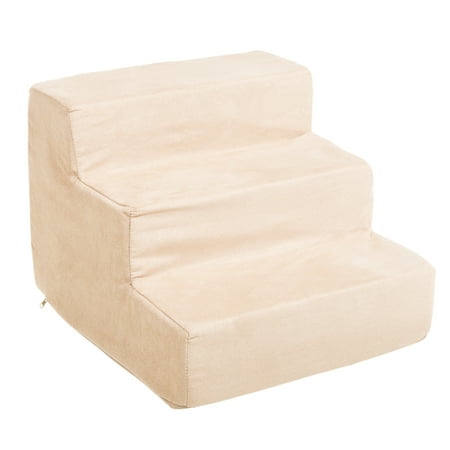PETMAKER 3-Step Pet Stairs with Removable Zippered Microfiber Cover, Tan