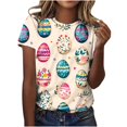 thumbnail image 1 of Pisexur Hauts pour Femmes Blouses Décontractées Élégantes Imprimé de Pâques Manches Courtes Col Rond, Grande Taille Multicolore, 3TG, 1 of 2